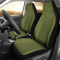 Army Green Car Seat Covers Set of 2 Protectors Universal Fit Neutral Military Solid Color SUV Bucket Seats Car Accessories