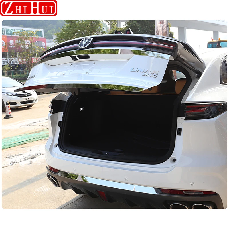 Car Rear Tail Trunk Door Trim Exterior Cover Stainless Steel Tailgate Protection For Changan UNI-K Unik 2021-2023 Accessories