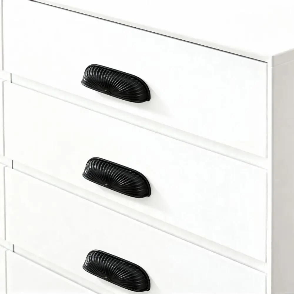 Shell Shape Furniture Handles Light Luxury Copper Finish Wardrobe Pulls Zinc Alloy Half-Round Door Knobs Dresser