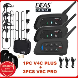 EJEAS V4C PLUS+2PCS V6C PRO 1200M Full Duplex Bluetooth Headset Football Conference Intercom 3 User Referee Intercom Headset