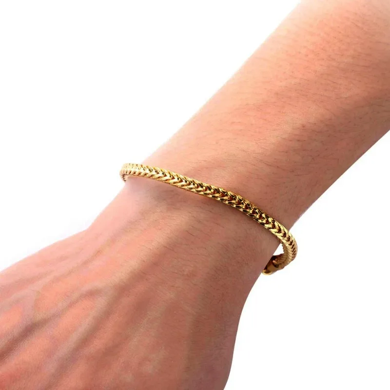 Pulsera de Chian de cuerda trenzada de acero y oro para mujer y hombre, joyería de moda de acero inoxidable, Hip Hop, Punk, Color plateado, 1 pieza, 2MM