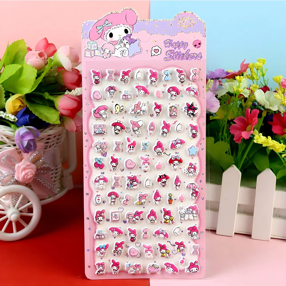 4pcs My Melody Cartoon Bubble Stickers Kawaii Decoration Sanrio 3D Puffy Decals Toys Cute DIY Journaling Diary Guitar