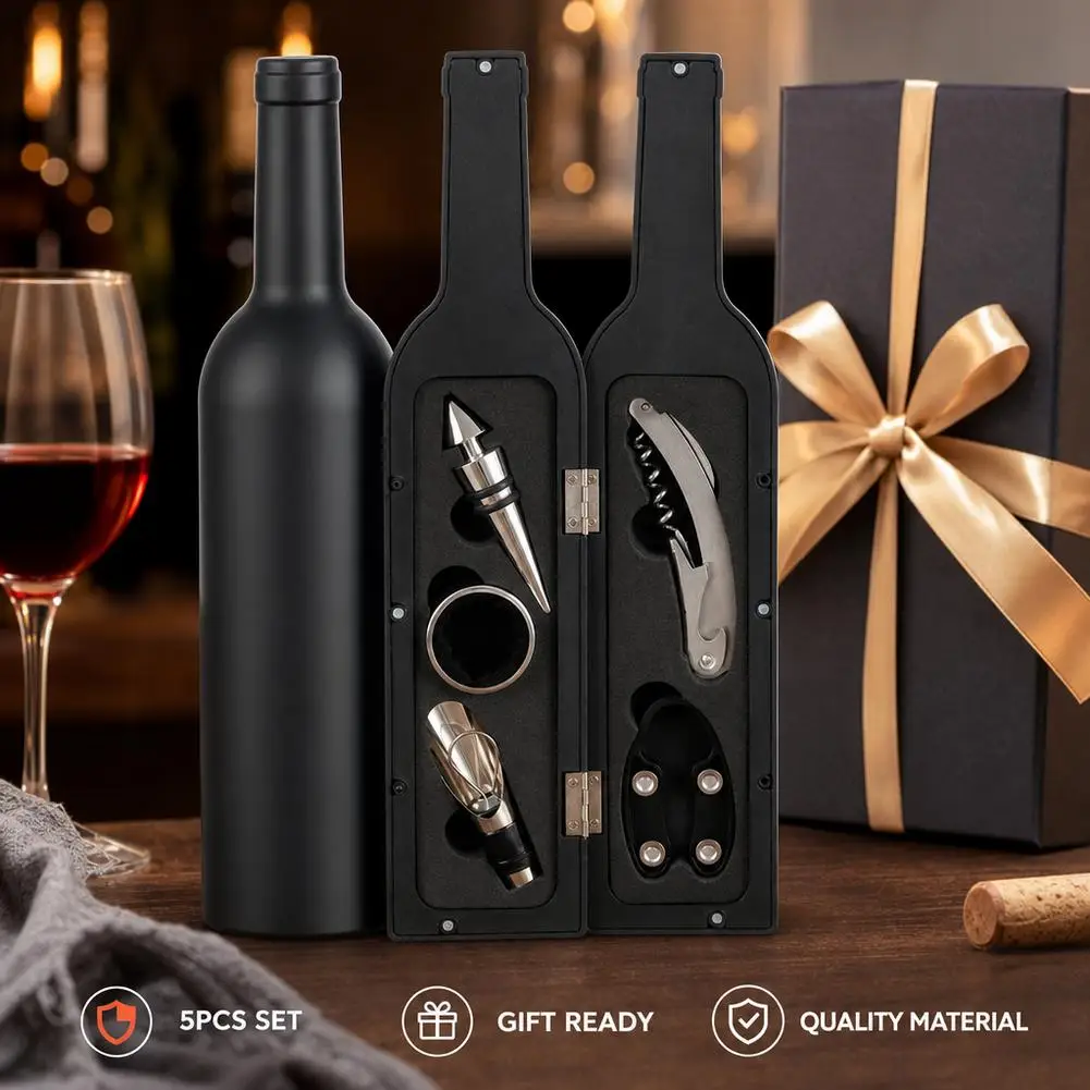 Bottle Opener Gift Box 5pcs Wine Tool Set High-End Set Tool Bottle Opener Wine For Wine Lovers Bar Accessories