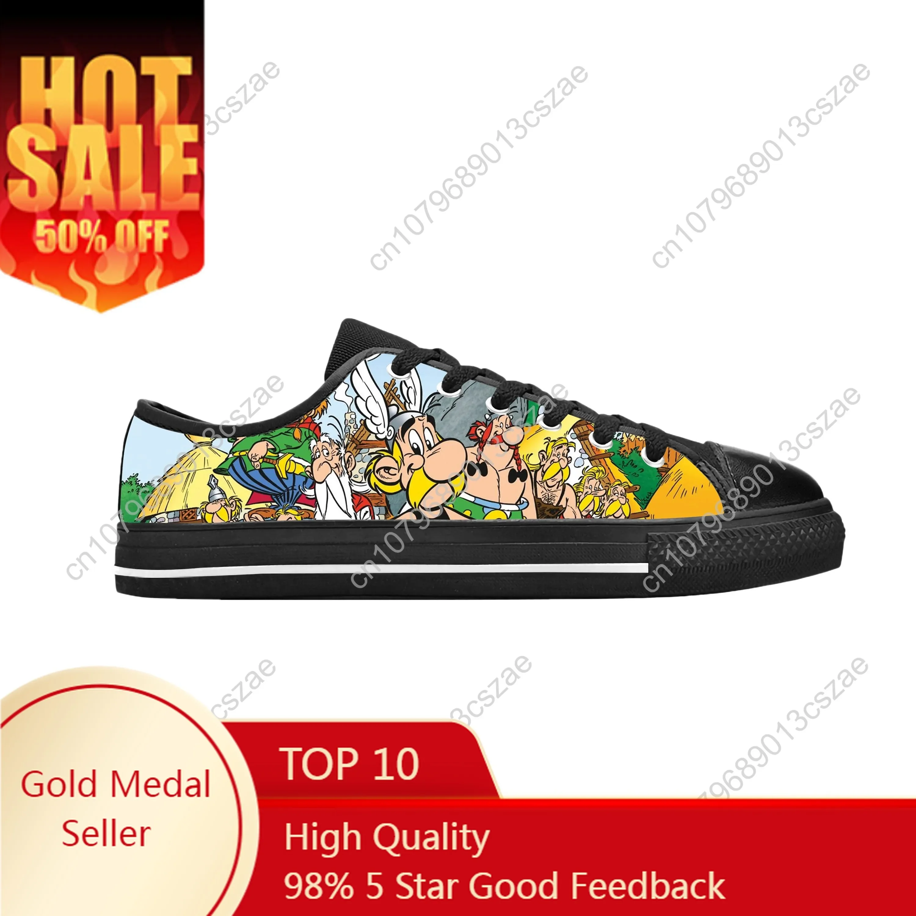 

Asterix Adventure Obelix Anime Cartoon Manga Comic Casual Cloth Shoes Low Top Comfortable Breathable 3D Print Men Women Sneakers