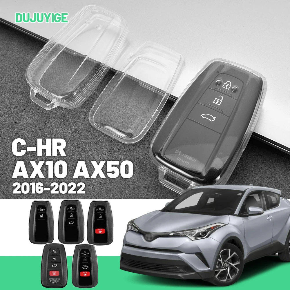 

Прозрачный чехол для ключей автомобиля из TPU для Toyota C-HR CHR AX10 AX50 2016-2022, защитный чехол для брелока, аксессуары для авто 2017 2018 2019