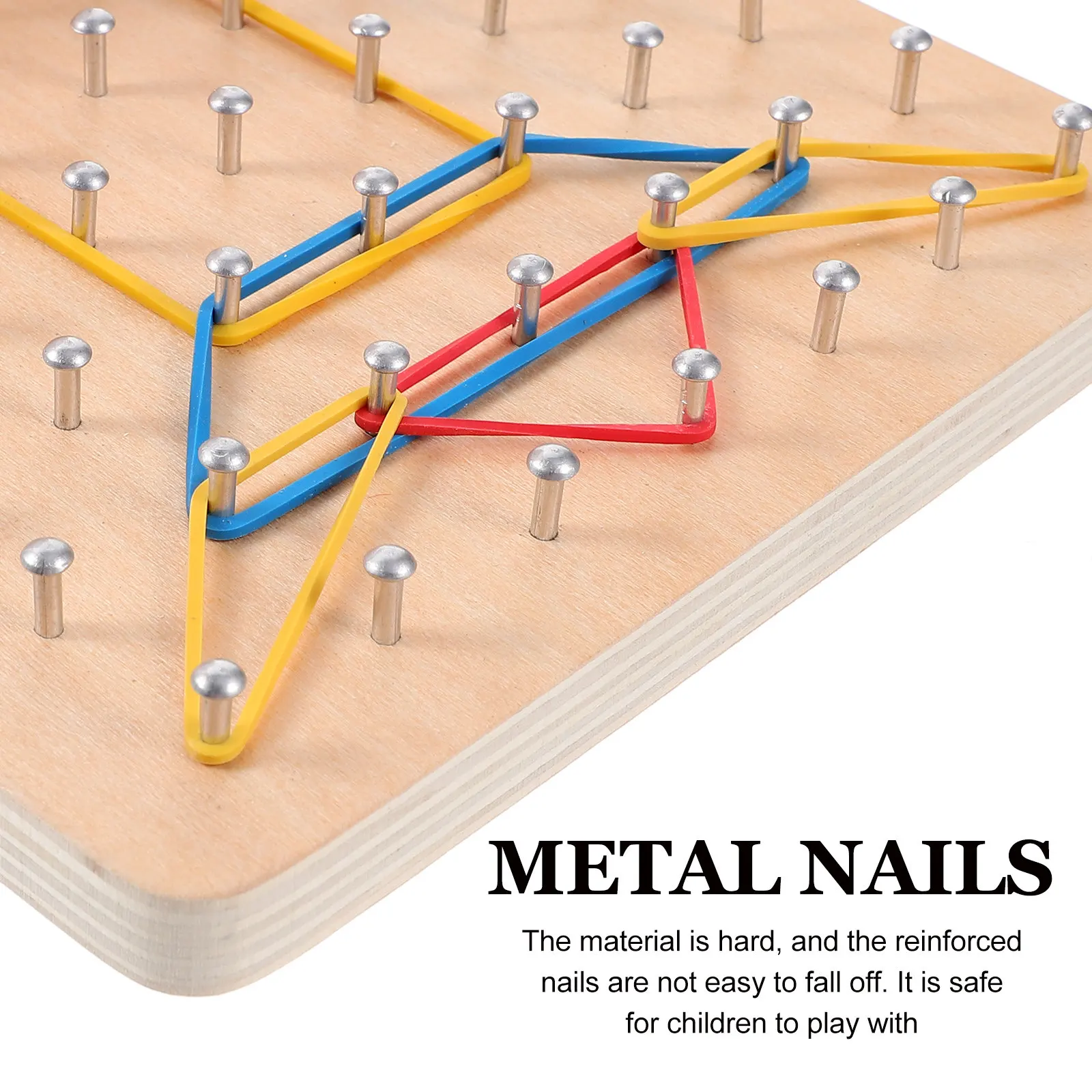 

1Set Double Player Game Wooden Geoboard for Kids Shape Recognition Early Learning Educational Tool Nail Board Activity Set