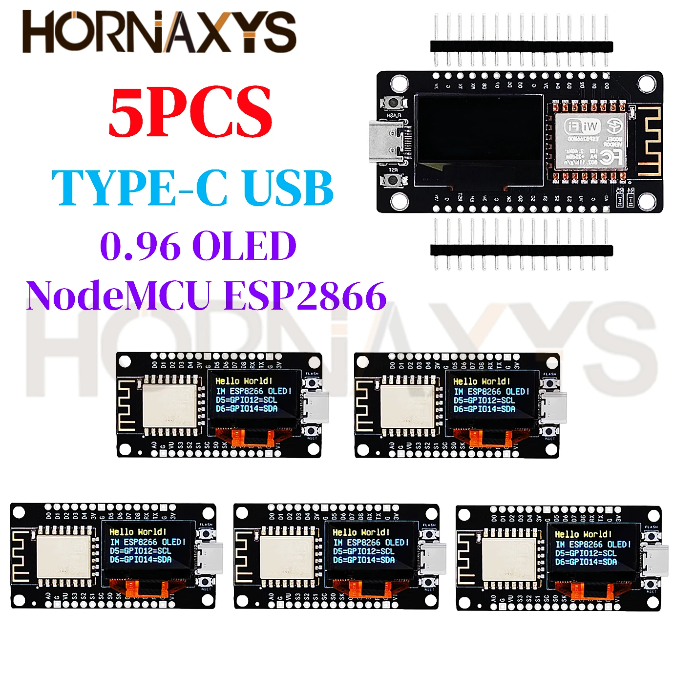 1-10pcs/NodeMCU ESP8266 Development Board With 0.96 Inch OLED Display CH340G ESP-12F WiFi Module TYPE-C USB For Arduino