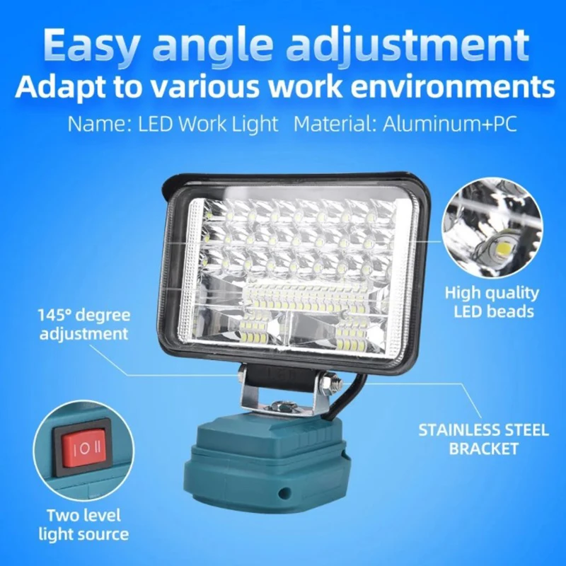 1 Pcs Portable Emergency Flood Lamp 18V Li-ion Battery LED Work Light 3/4/6/8 Inch Flashlight Camping Lamp For Makita