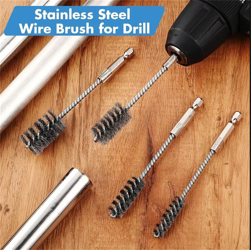 

8 шт., щетка для сверления из нержавеющей стали, витая проволока, щетки для чистки из нержавеющей стали для электрической дрели, ударный инструмент для чистки