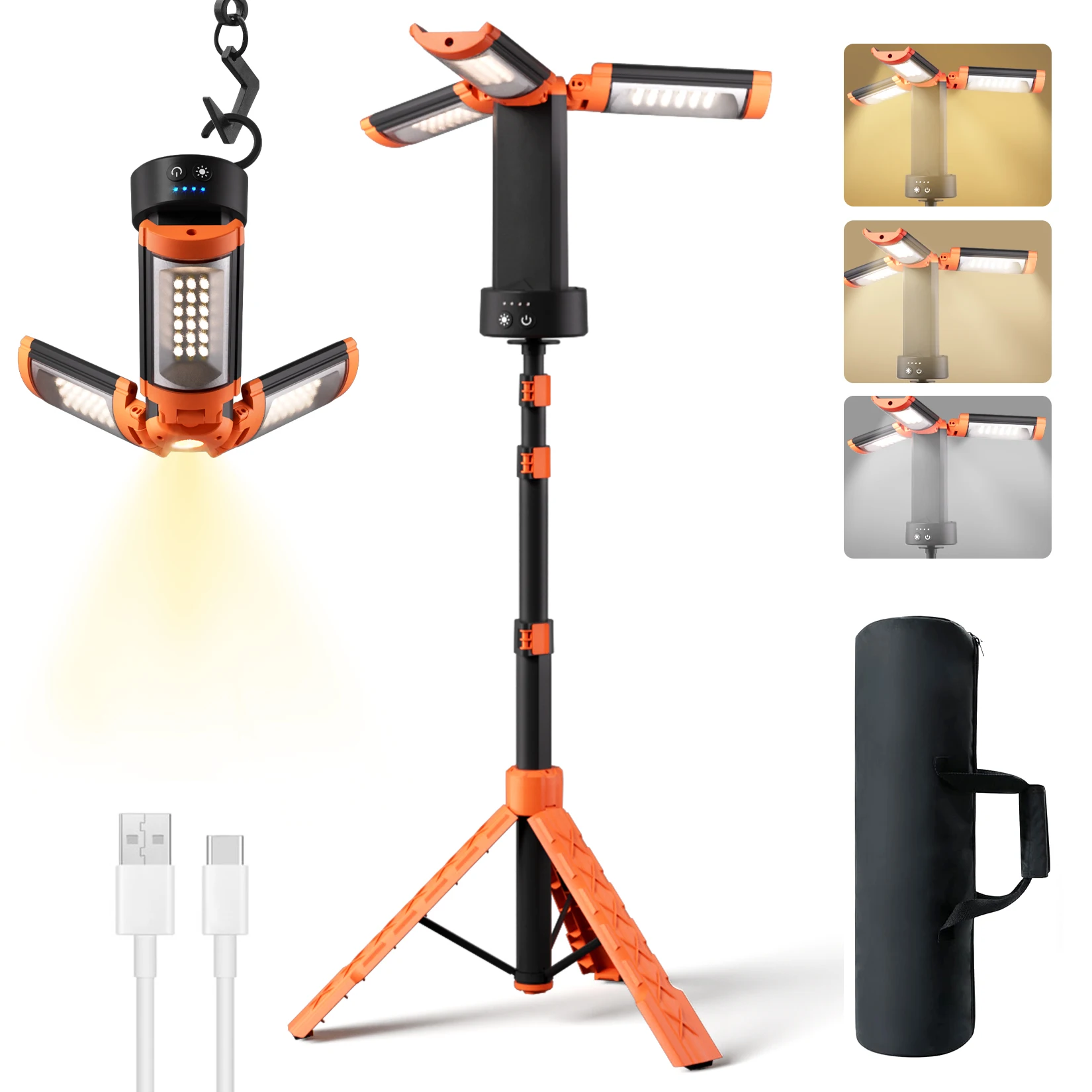 

12000mAh LED Outdoors Work Light For Outdoor Campinglight with Stand Cordless Work Light with COB Dimmable Work Light Telescopic
