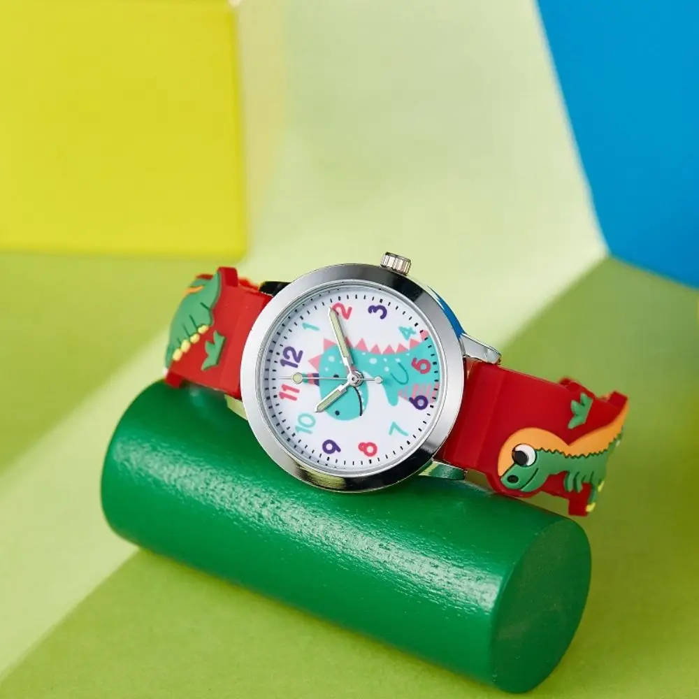 Creative PU Watchband Dinosaur Wristwatch Round Casual Quartz Watch Cartoon Cute Wrist Watch
