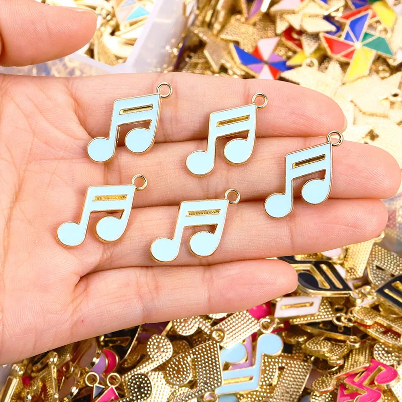 20pcs 18*15mm Alloy Colourful Enamel Musical Note Pendants Oil Drip Music Charm for Jewellery Making DIY Keychain Earrings Craft