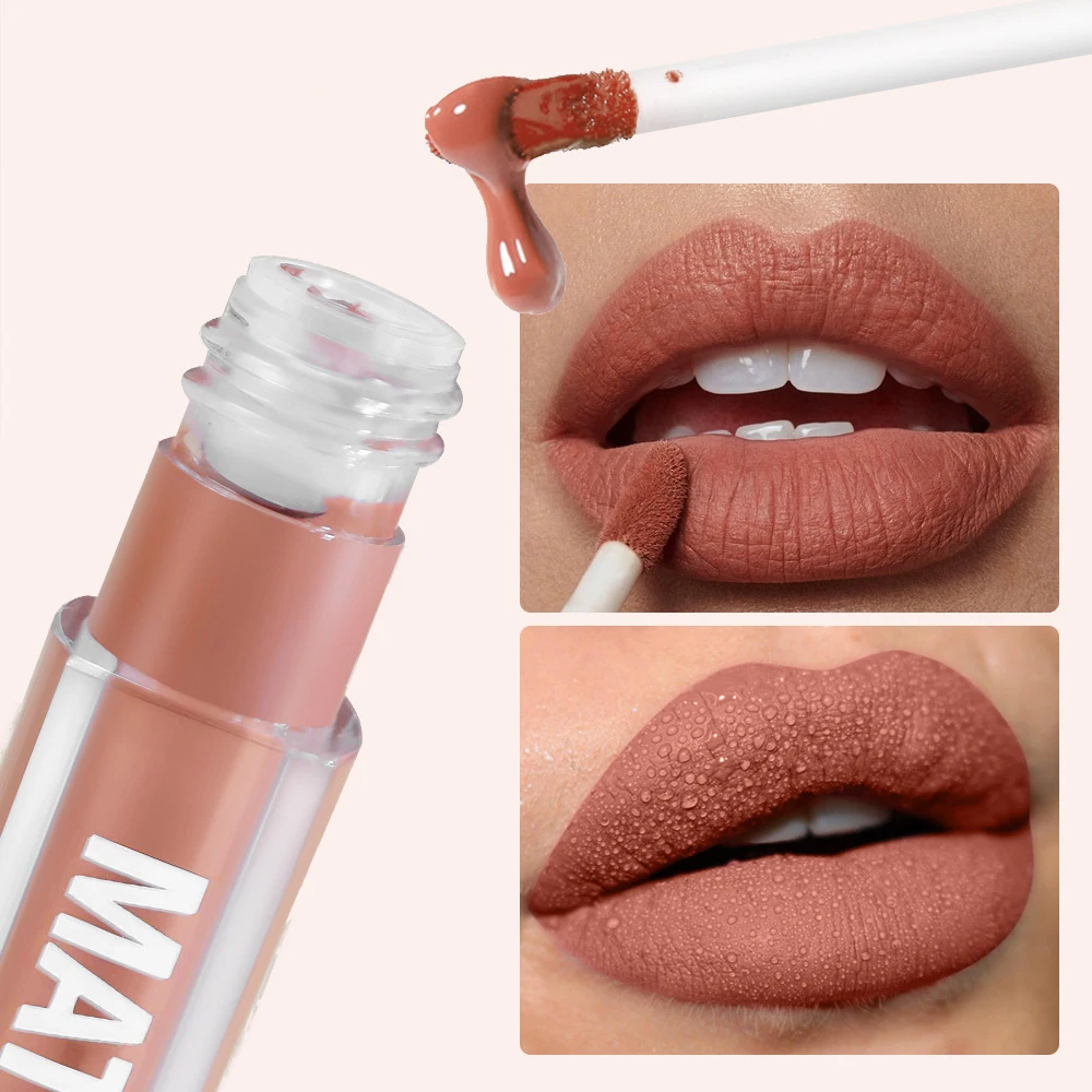 Waterproof Matte Nude Lipstick Brown Nude Pigment Dark Red Long Lasting Velvet Lip Gloss Balm Women Makeup Lipgloss Maquiagem