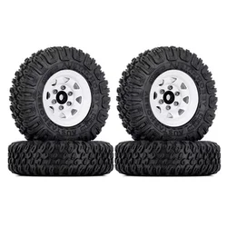 4PCS 85mm 1.55 Metal Beadlock Wheel Rims Tires Set for 1/10 RC Crawler Car Axial Yeti Jr RC4WD D90 TF2 Tamiya,A