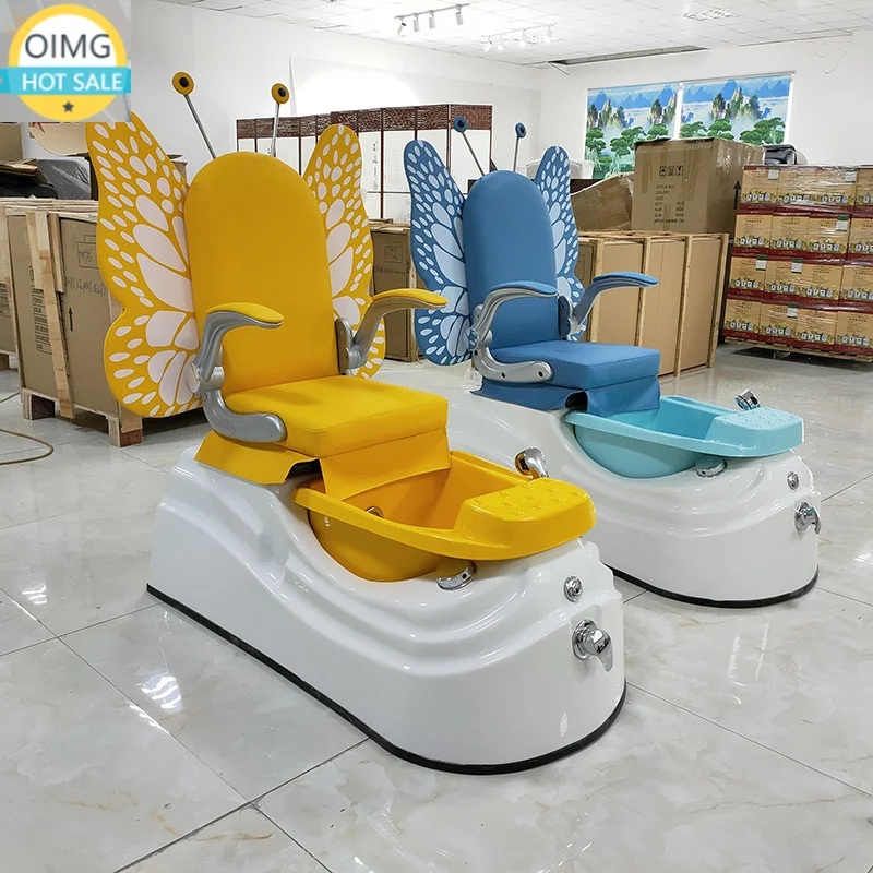 Fashionable Yellow Butterfly Bee Style Design Shoes with White Shaped Base for Pedicure and Manicure with Basin Pedicure Chair
