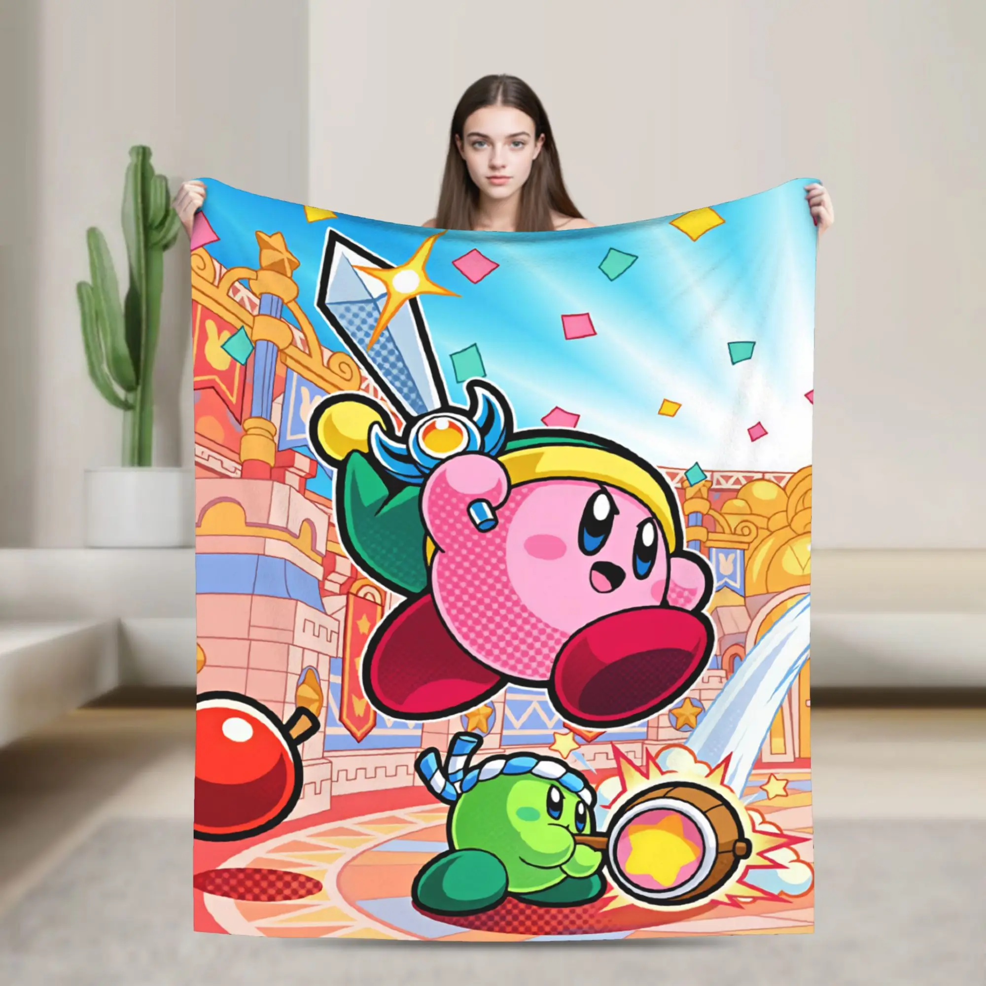 K-Kirbies  Flannel Blanket  Super Warm Throw Blanket for Living Room Travel Office Novelty Bedspread Sofa Bed Cover