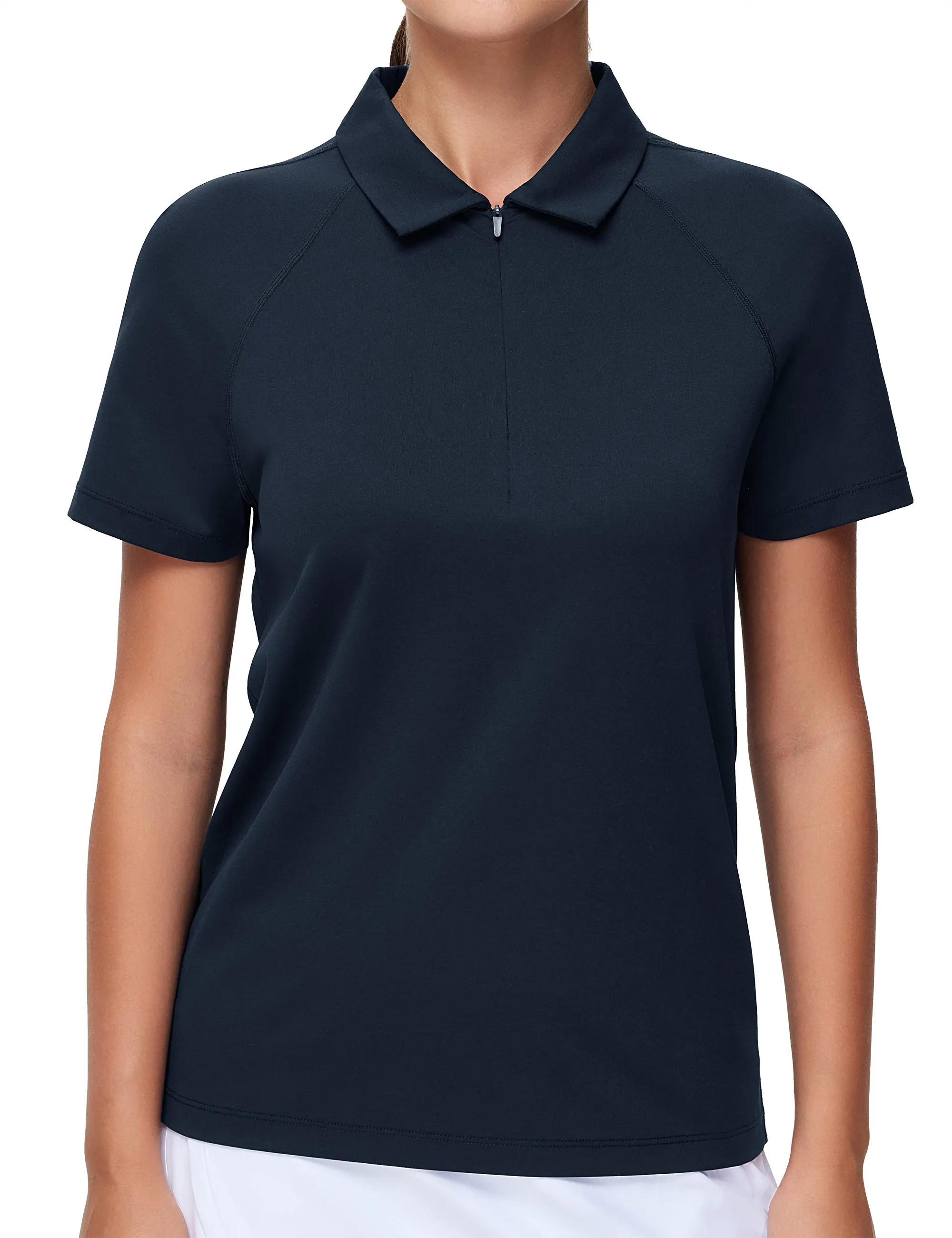 THE GYM PEOPLE Women's Short Sleeve Polo Shirts Zip Up Quick Dry Breathable Collared Golf Workout Tops