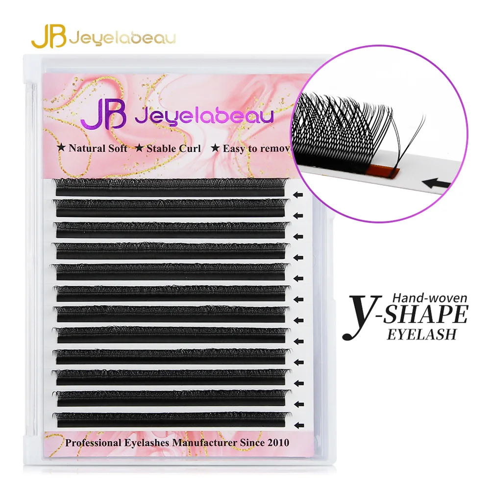 JB Jeyelabeau New Black YY Shape Lash Faux Eyelashes Natural Two Tips Lashes Extesnion Brazilian Cilia Y Volume Fans Hand Woven