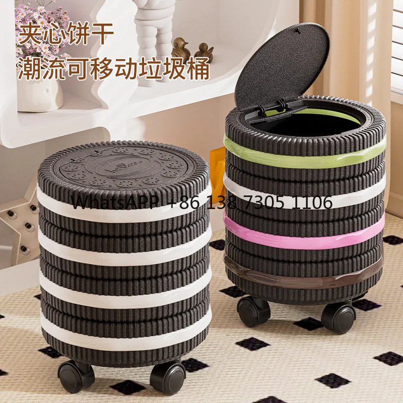 

Press type household living room kitchen bathroom toilet trash can large capacity high value light luxury press with cover