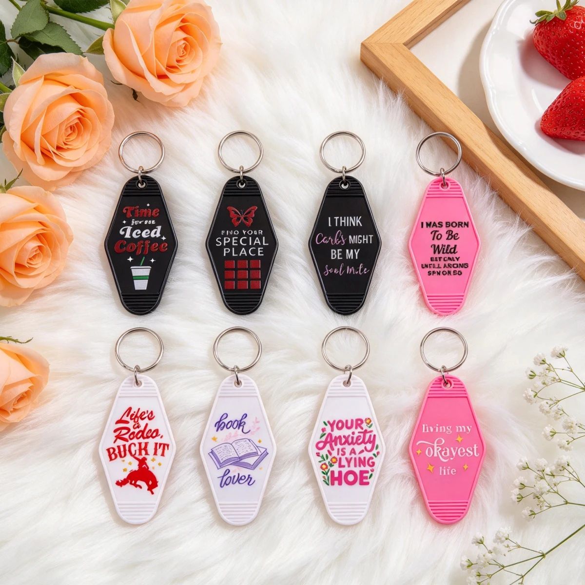 1pcs Butterfly Special Place Keychain Vintage Shape Key Tag Inspirational Slogan Keyring Backpack Decor Small Present