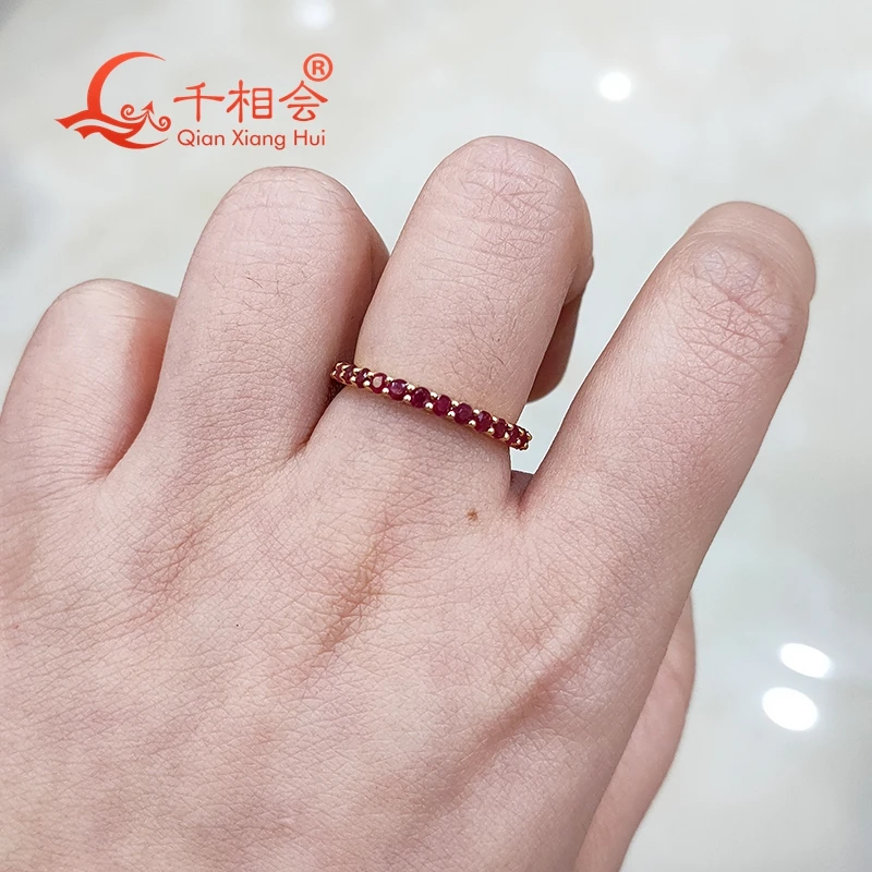 14k or 18k yellow gold Natural pigeon blood red ruby  Eternity Band ring 2mm round shape full of band jewelry dating.