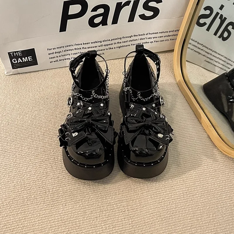 Sweet And Cool Punk Lolita Thick Heel round Head Women's Shoes Japanese Style Fashion Single Shoes High Heel Rubber Outsole