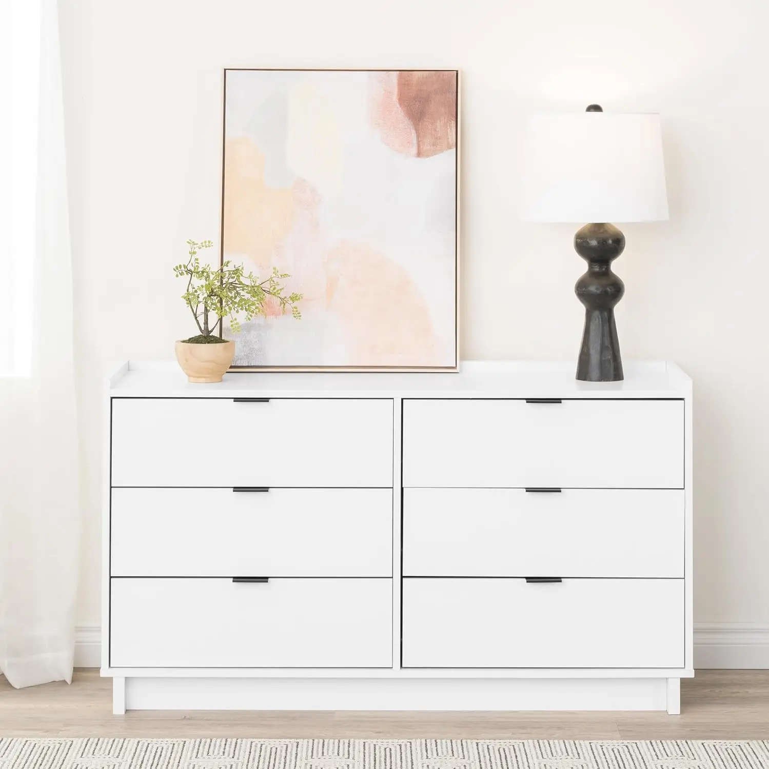 Simply Modern 6-Drawer Double Dresser for Bedroom, Chest of Drawers, Modern Bedroom Furniture, 52.5” wide x 16” deep x 29.5” tal