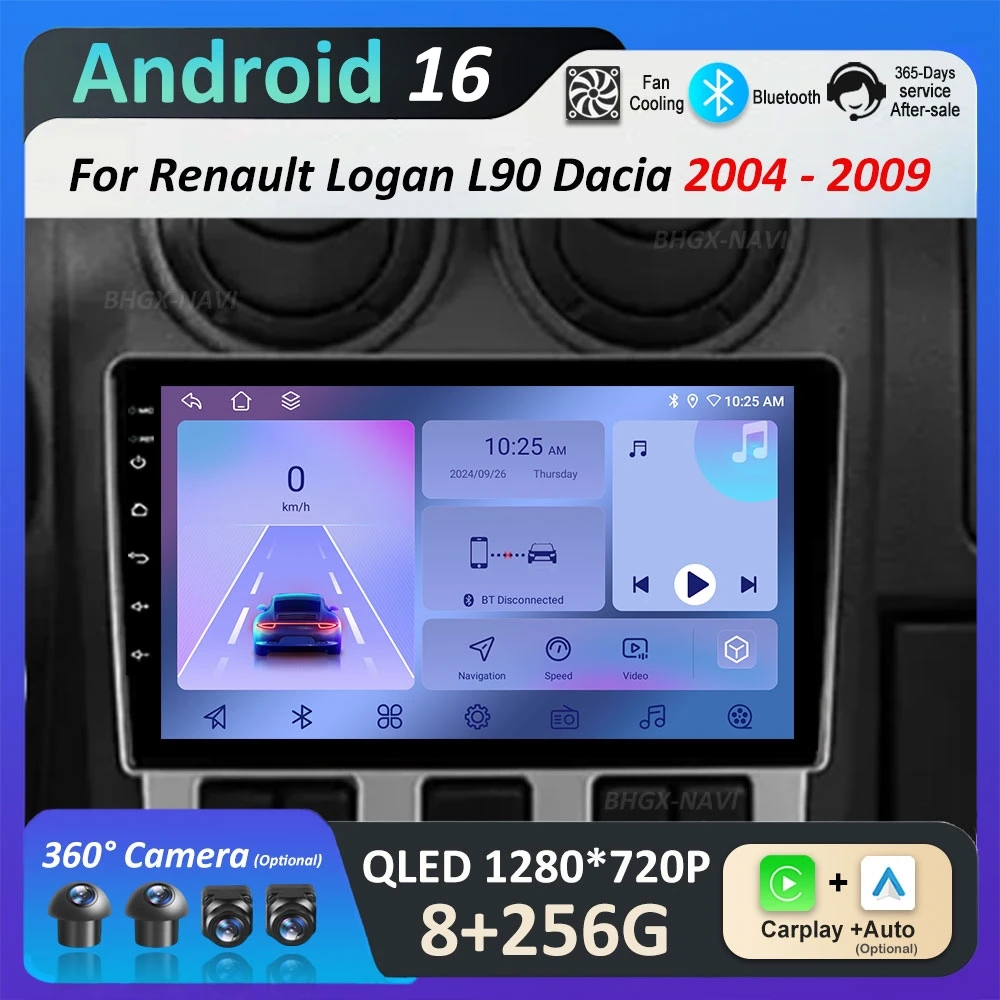 

Android 16 Car Radio Multimedia Player for Renault Logan L90 Dacia 2004 2005 - 2009 GPS Navigation WiFi Touch Screen Auto Tools