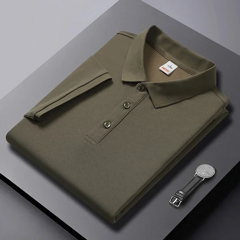 

Summer Quality Ice Silk POLO Shirt for Men's Thin Comfortable Breathable Sports Fitness Traceless Short Sleeves shirt for men
