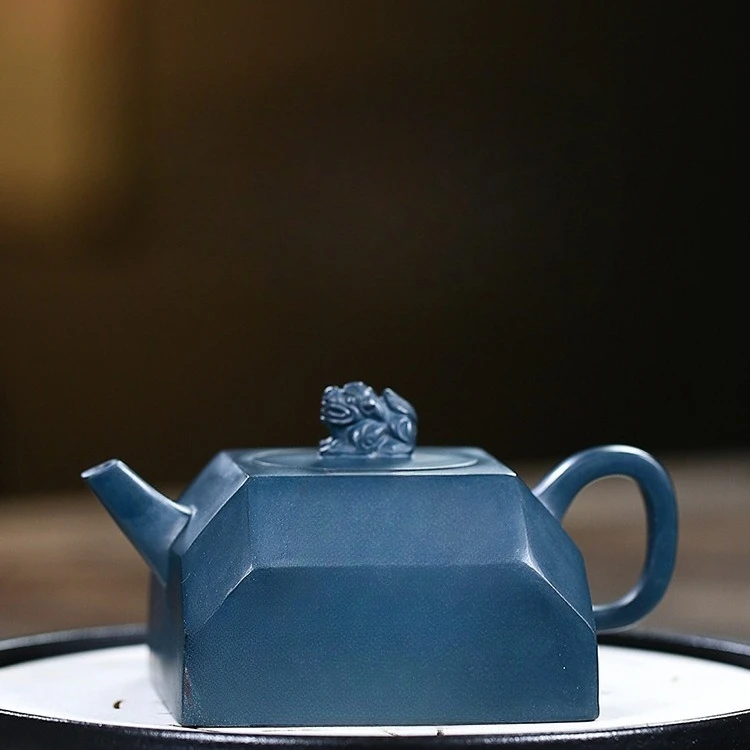 Zisha pot raw ore azure mud square auspicious beast Zisha pot