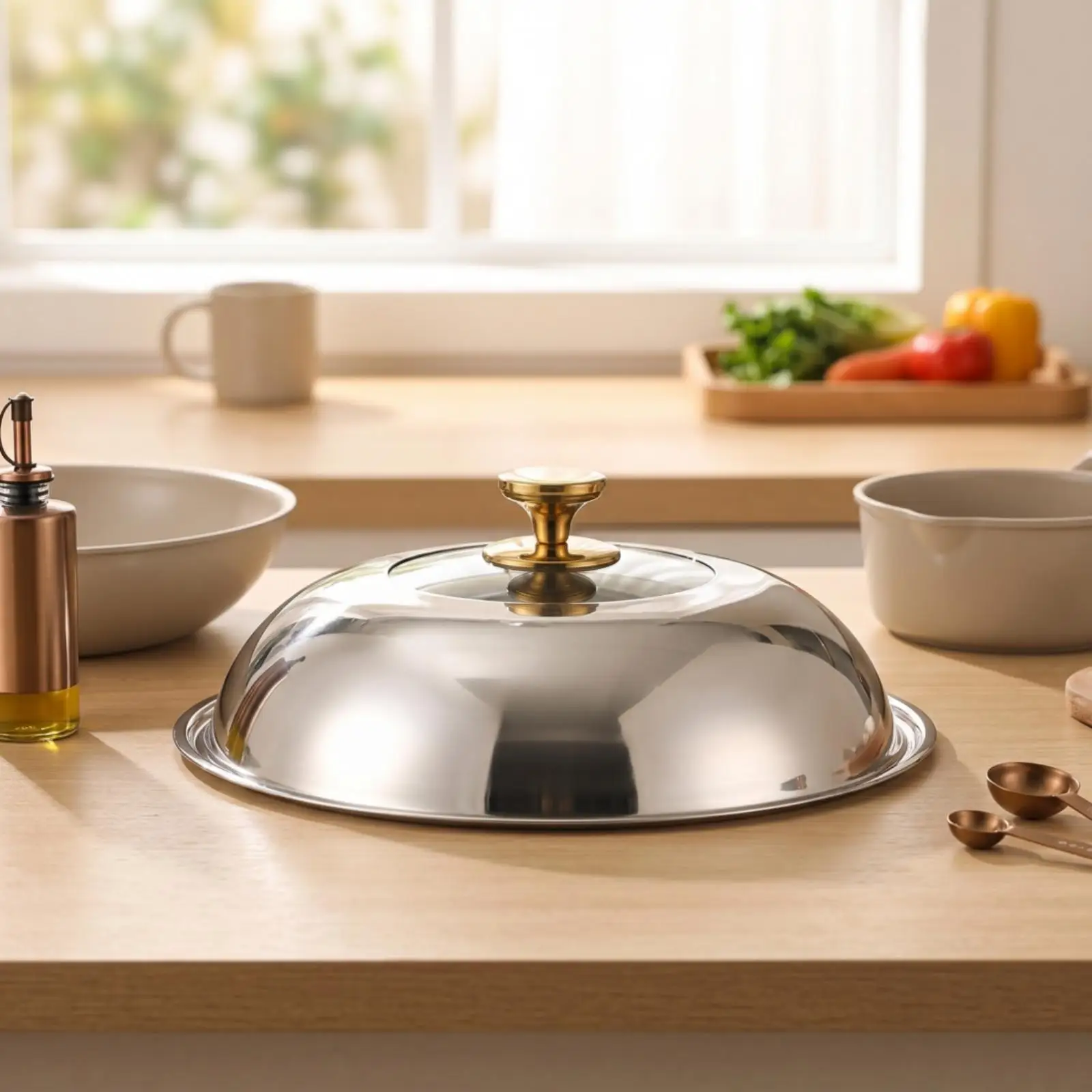 Domed Pot Lid with Viewing Section Transparent Stainless Steel with Glass Window Clear Universal Pan Lid for Home Cooks,