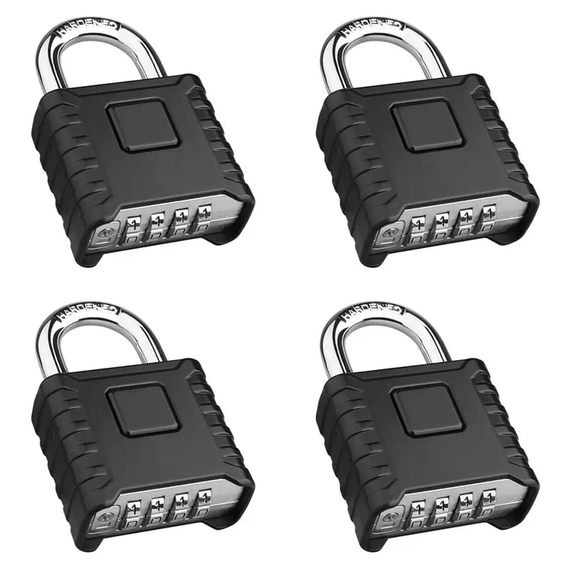 4X Heavy Duty Combination Padlock, Outdoor Padlock, Mechanical Combination Lock For Lockers,Gates(Black)