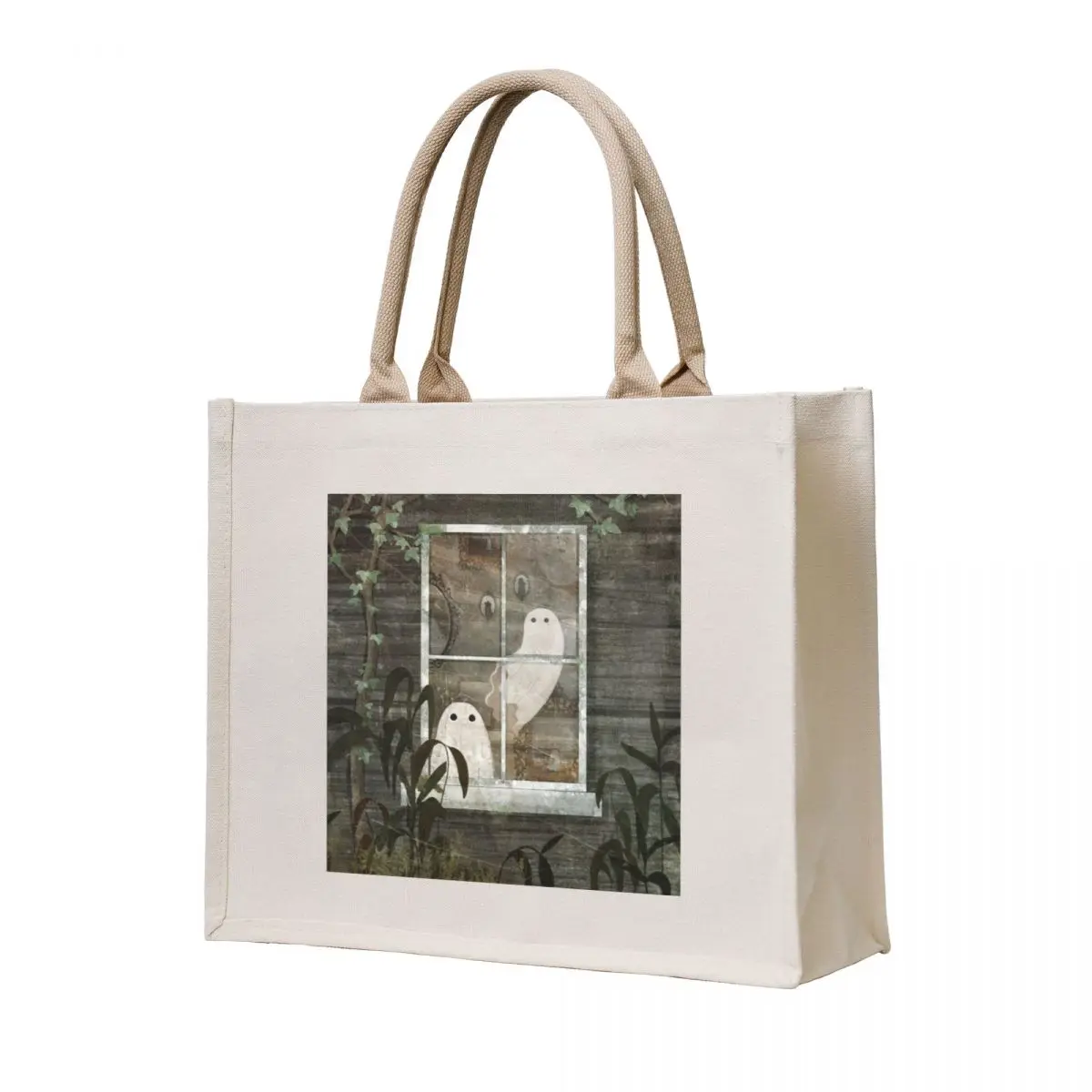 

There are ghosts in the window again... Tote Bag canvas tote bags Women's shopper tote bag men's