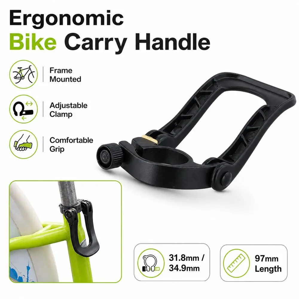 Aluminum Alloy Bicycle Carry Handle Adjustable Clamp 31.8mm/34.9mm Bicycle Frame Handle Frame Mounted Ergonomic Grip