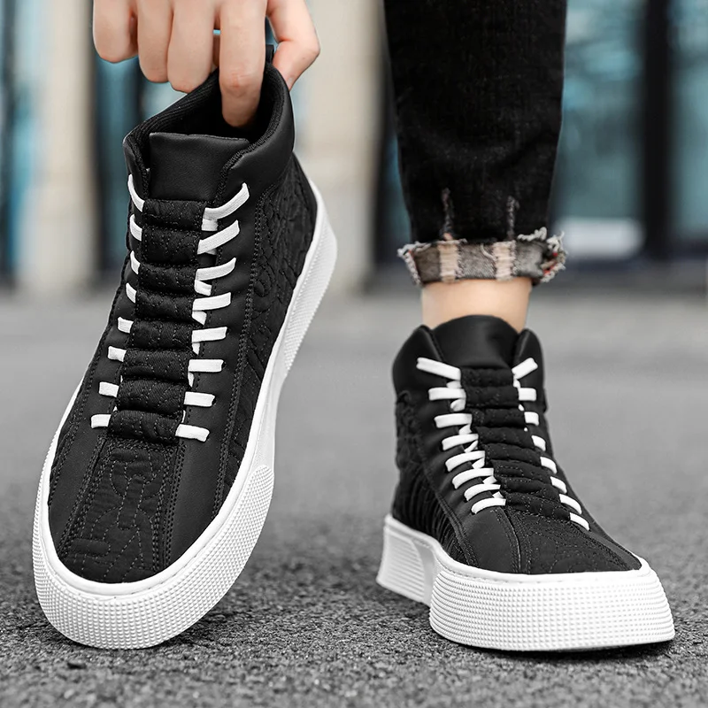 Stylish Green High-top Men's Skateboard Shoes Breathable Platform Men Athletic Shoes Comfy Non-slip Casual Sneakers For Men 2023