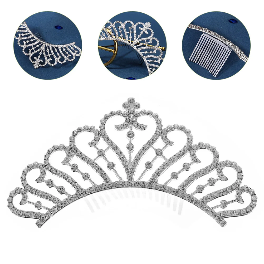 

Crown Rhinestone Tiara Hair Comb Clip for Bride Wedding Party Elegant Alloy Headpiece Lightweight Women's Hair Accessory