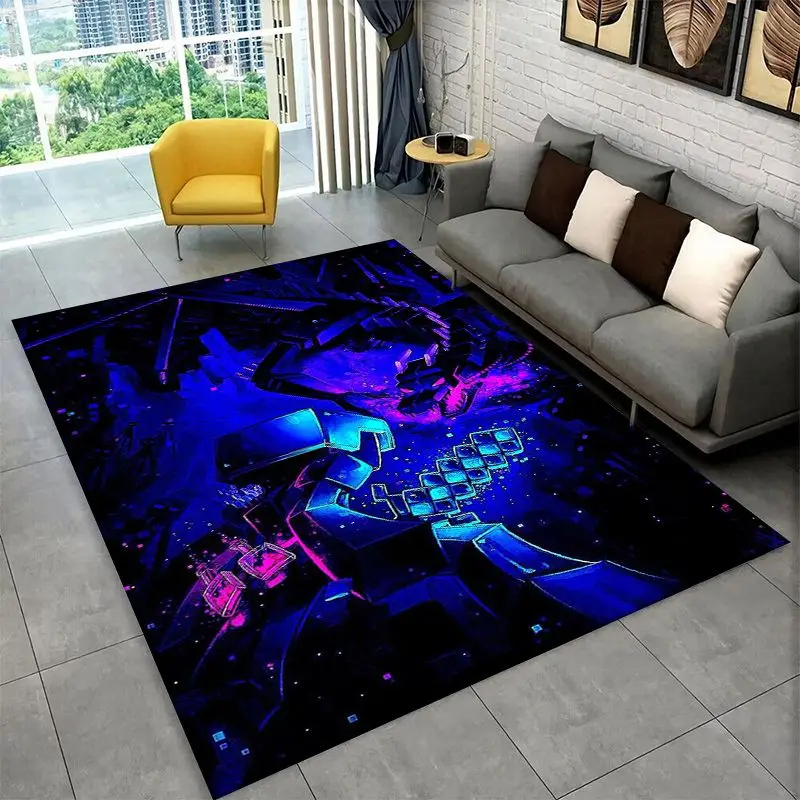 3D Vintage S-Sandbox Building Pixel Game Carpet Rug for Home Living Room Bedroom Sofa Doormat Decor,Area Rug Non-slip Floor Mat