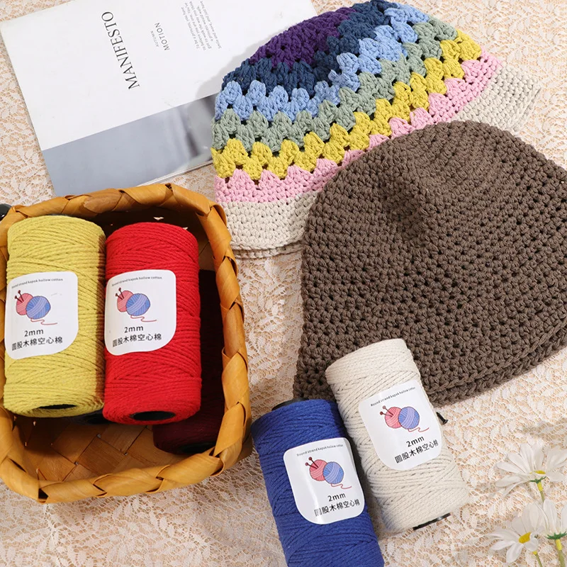 

6pcs 900g 2mm Coreless Hollow Cotton Knitting DIY Handbag Bag Hat Cup Pad