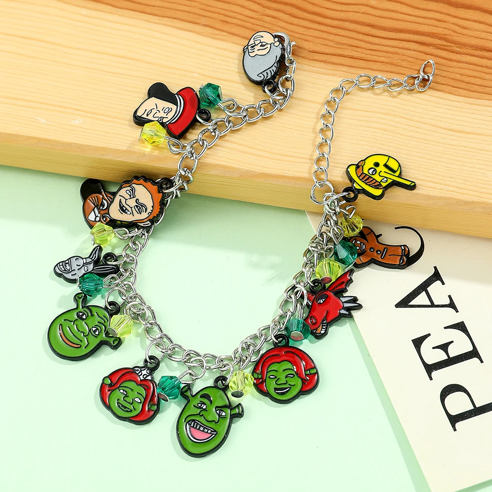 سوار نسائي كرتوني لطيف، قلادة من سبيكة الوجه الأخضر، مكياج للخروج للارتداء، هو هدية جيدة للأصدقاء والصديقات. #1