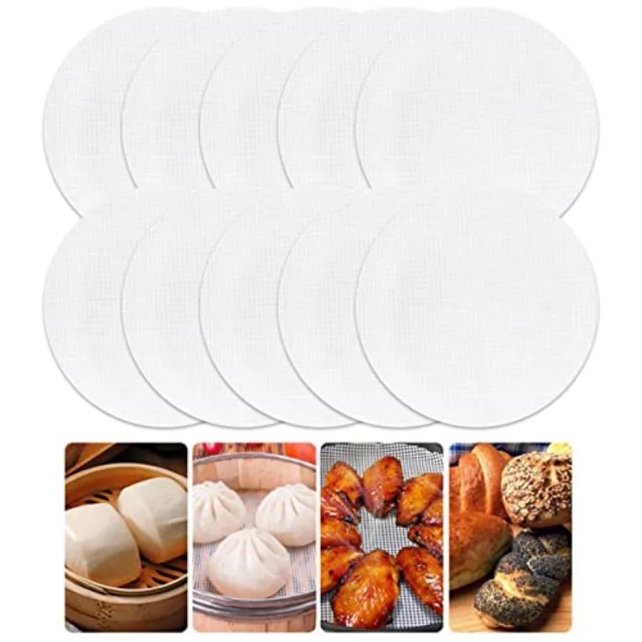 

10 Pcs Round Silicone Dehydrator Sheets, Silicone Steamer Mesh Non Stick Food Fruit Dehydrator Mats Steamer Mat Mesh Sheet for