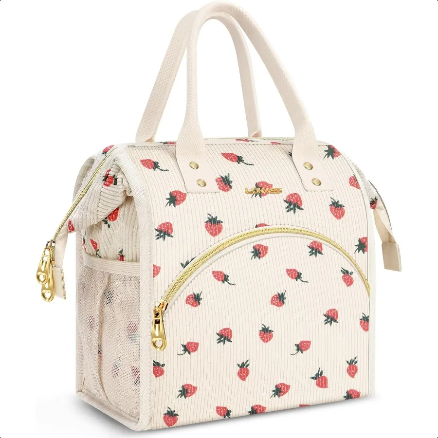 

Lunch Bag Women Insulated Lunch Box WideOpen Lunch Tote Bag Large Drinks Holder Durable Nylon Thermal Snacks Organizer for Men