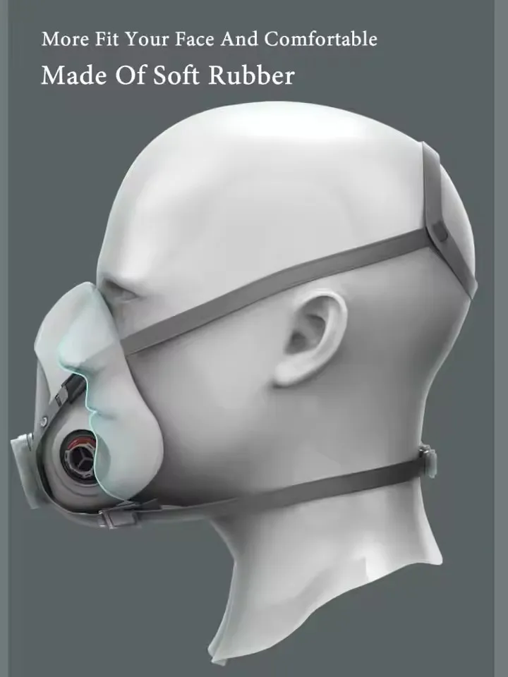 1pcs Half Face Only Mask 6200 Dust Gas Respirator Reusable Rubber For Painting Spraying General Connection Port Work Safety