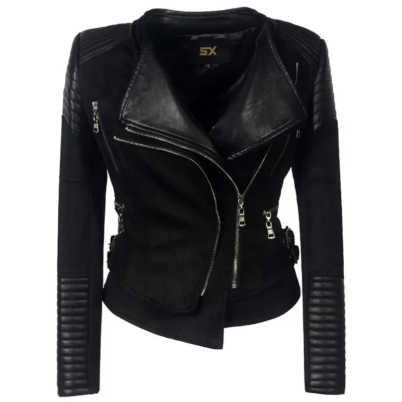 Chaquetas de cuero de motocicleta para mujer, abrigo de manga larga para mujer, ropa de calle, abrigos de piel para mujer, Otoño e Invierno