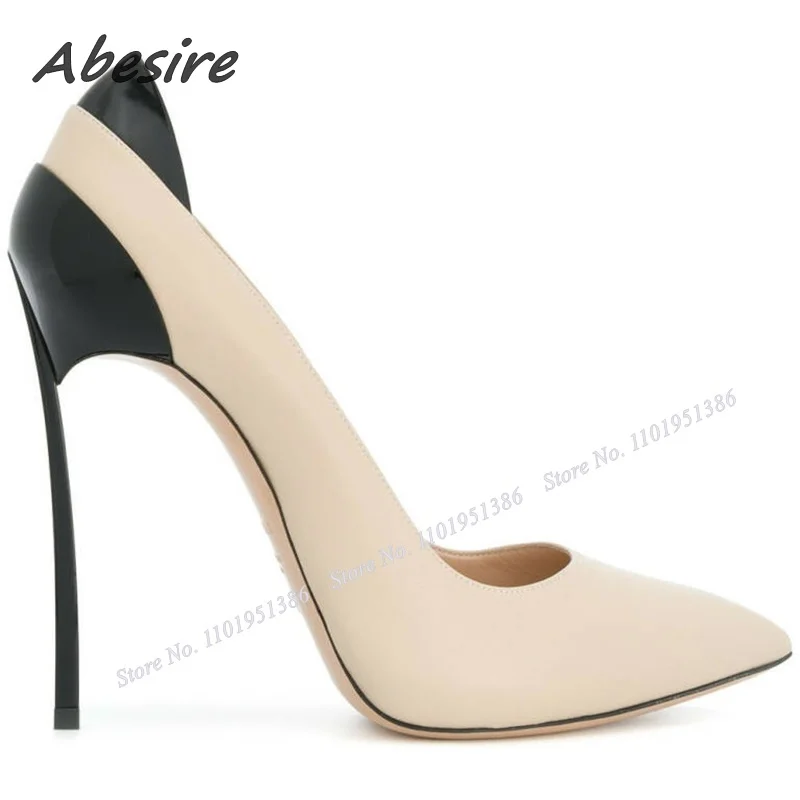 Abesire Mixed Color Metal Heel Pumps For Women Wine Glass Heel Shallow Slip on Stiletto Heels Sandals Wedding Zapatillas Mujer