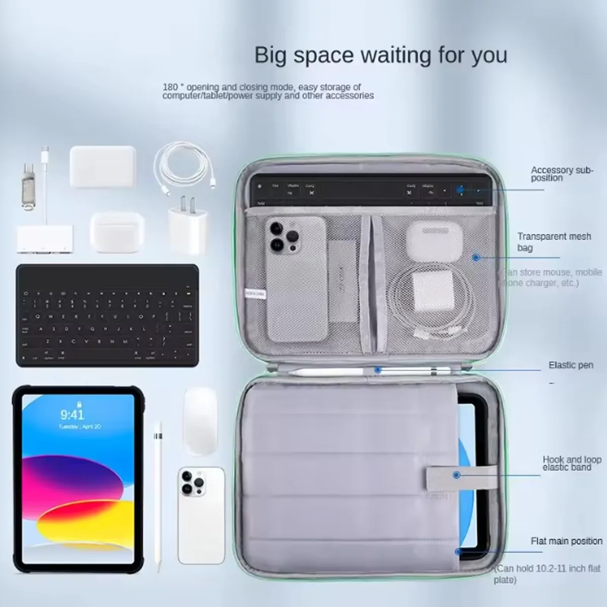 

9-11 Inch Tablet Sleeve Bag Handle Carrying Case with Fits iPad Pro 11 inch,iPad 10th 10.9,iPad Air 5/4th 10.9,iPad 9.7