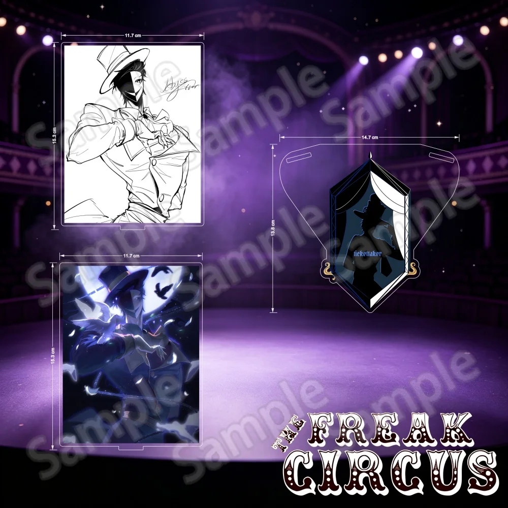 15cm Double Insert Acrylic Keychain Stand Game The Freak Circus Tickettaker Handsome Clown Desktop Decor Collectible Fans Gift