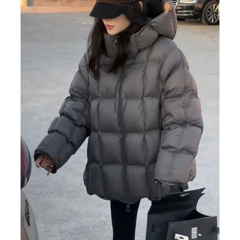 Solid Color Square Warm Down Jacket Women's Medium Long New Fashion Casual Muse White Duck Down Popular Coat High Street Trend