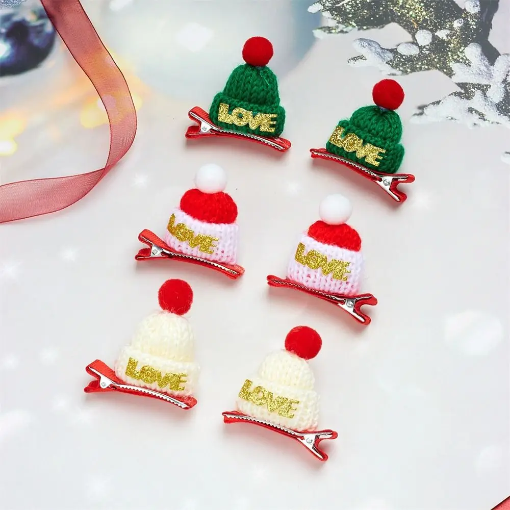 

Merry Christmas Decor Christmas Hat Hairpin Cute Sequin Santa Claus Children Christmas Hair Clip Love Mini Knitted Hat Girls