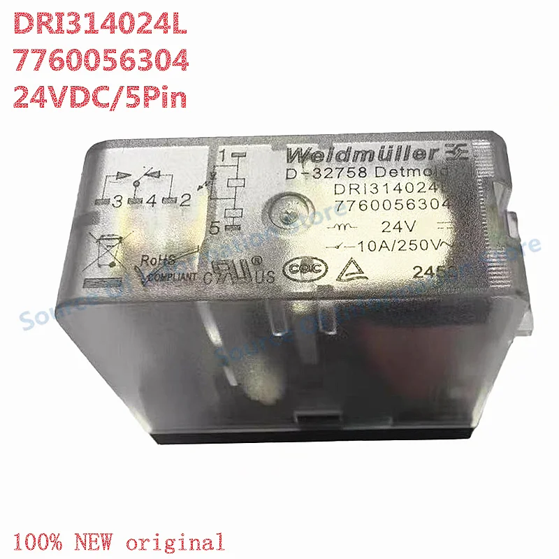 

5Pcs DRI314024L 24VD 5-Pin 10A Weidmüller Relay 7760056304