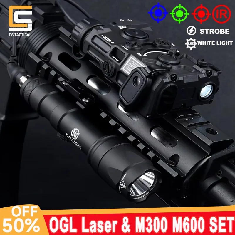 

WADSN OGL Red Dot Green Blue IR Laser Tactical M300A M600C Scout Flashlight Hunting Strobe LED Light Dual Function Switch Set